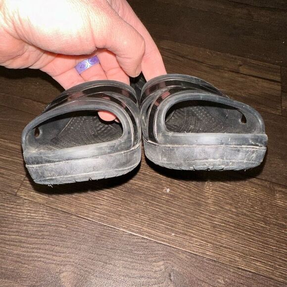 Crocs black ortho arch support sz 7 strappy wedge sandals - Picture 6 of 7